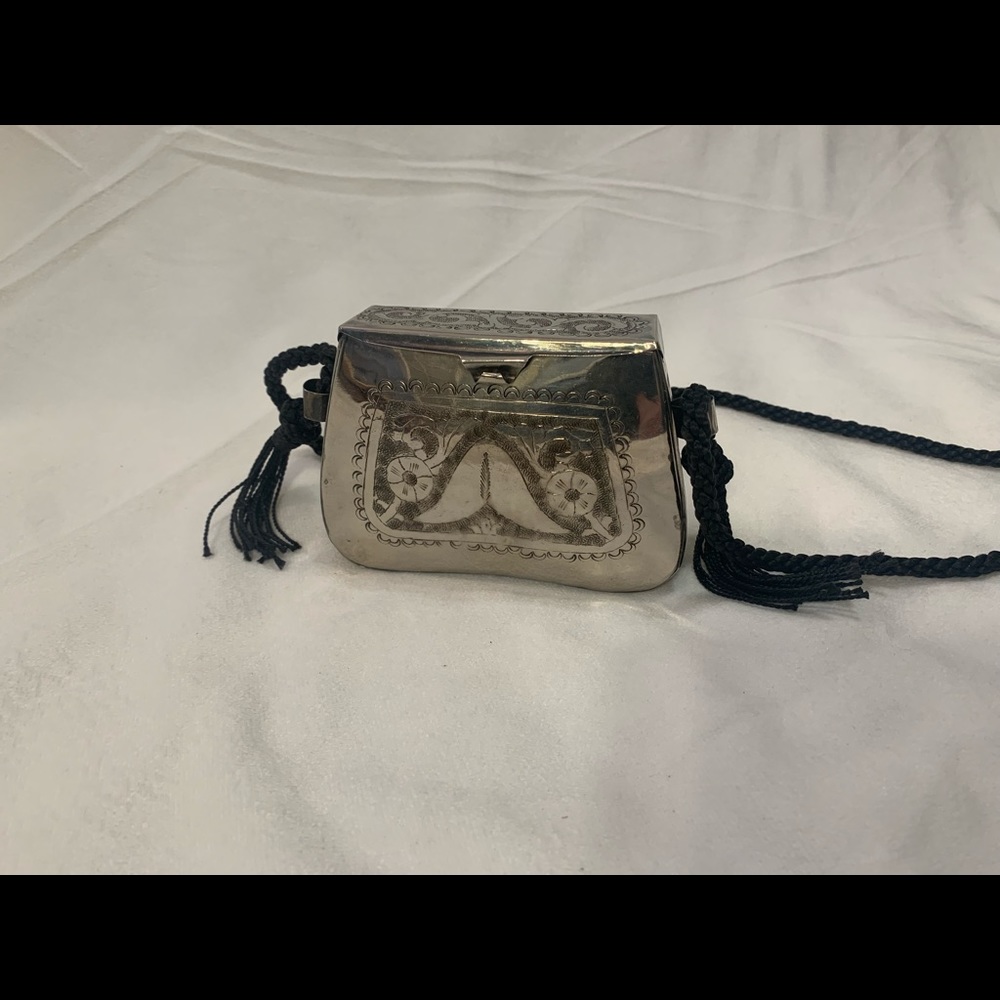 silver metal vintage Chico’s purse clutch
